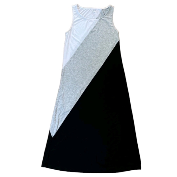 ATHLETA Diagonal Color Block Tank Midi Dress Sleeveless Round Neck Women's XXS - Picture 2 of 11